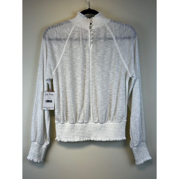 NWT FREE PEOPLE Boulevard Textured Ruffle Top White, Sz XS - Picture 6 of 11